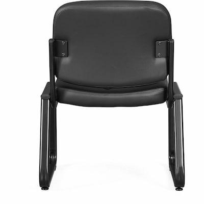 Lorell Deluxe Leather Guest Chair with Sled Base, Black (LLR84597)