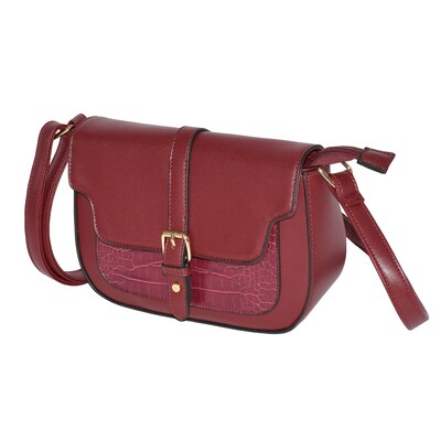 Nicci Cross-Body Bag with Buckle, Burgundy (CBM2304450-BRG)