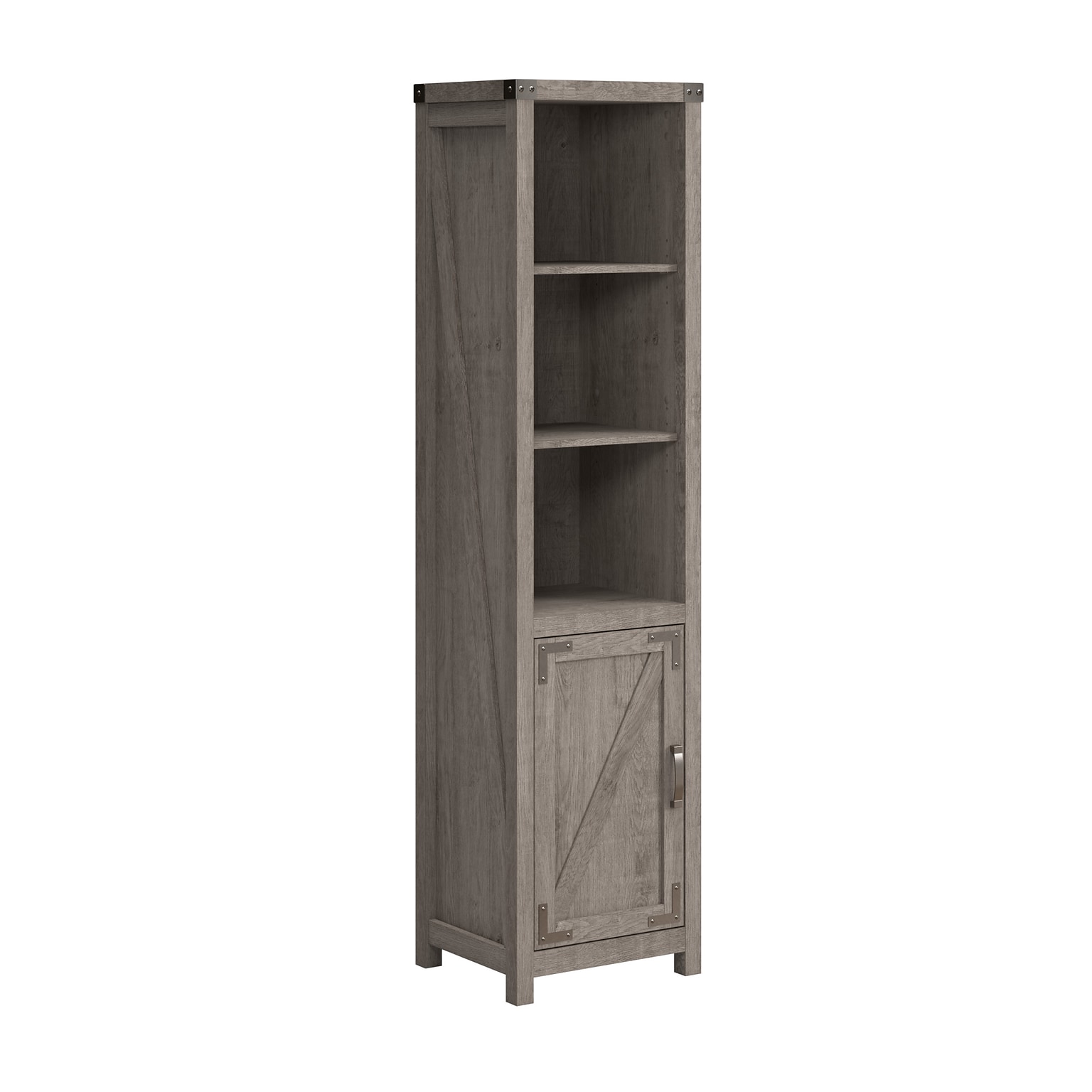 Bush Furniture Knoxville 72H 5-Shelf Bookcase with Door, Restored Gray (CGB118RTG-03)
