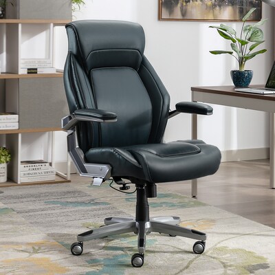 La-Z-Boy Meyer Ergonomic Bonded Leather Swivel Executive Chair, Navy (60082-NVY)