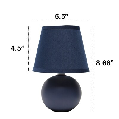 Creekwood Home Nauru 8.66" Traditional Petite Ceramic Orb Base Bedside Table Desk Lamp, Blue (CWT-2004-BL)
