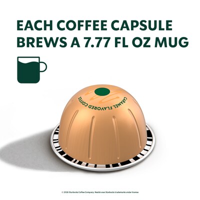 Nespresso Starbucks Smooth Caramel Coffee Nespresso Vertuo Capsules, Light Roast, 30/Pack (163920)