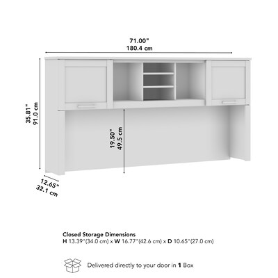 Bush Home Somerset 72" W Desk Hutch, Storage Shelves for Office Desk, Mocha Cherry (WC81811)