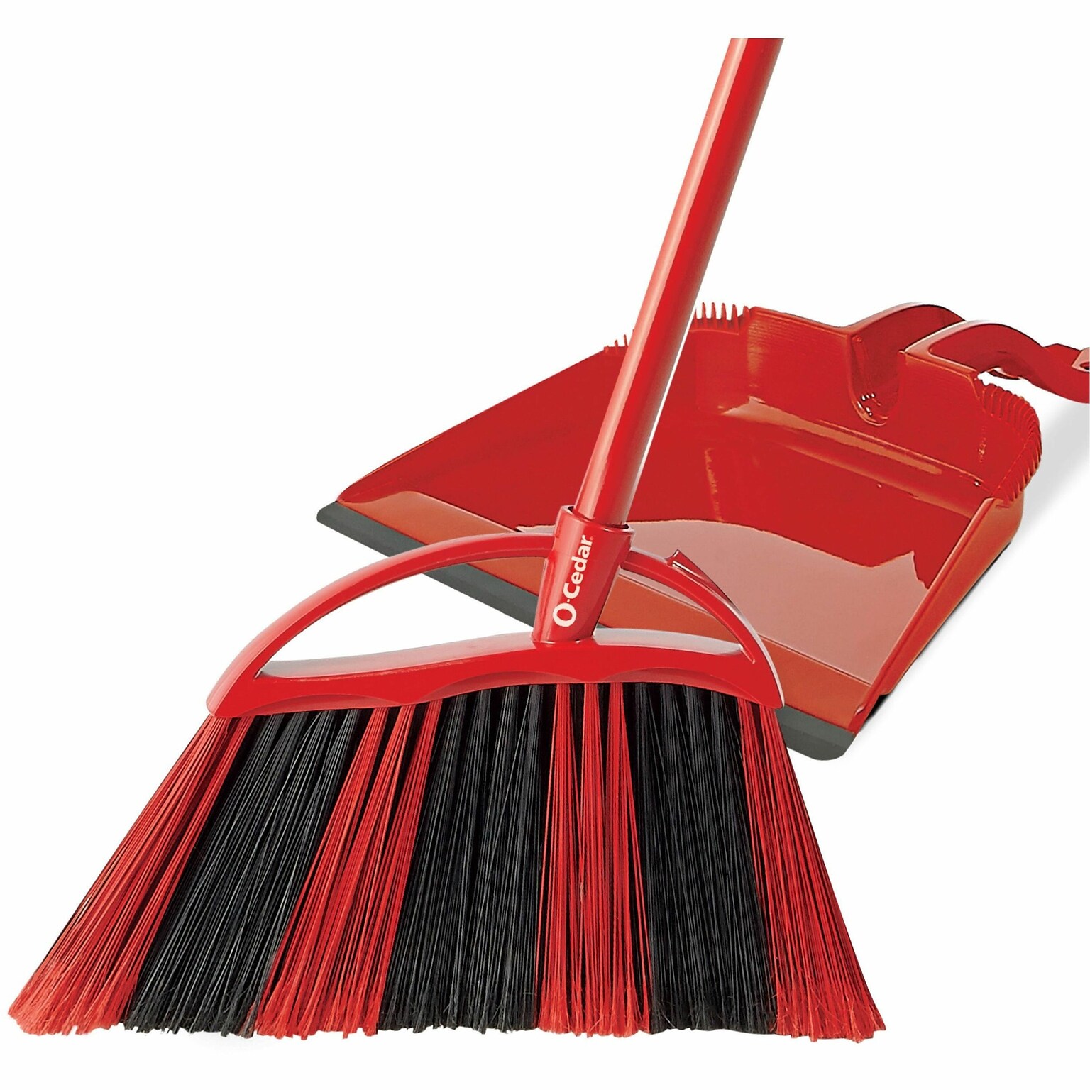 O-Cedar PowerCorner One Sweep Plastic Broom & Dustpan Set, Red/Black (172134)
