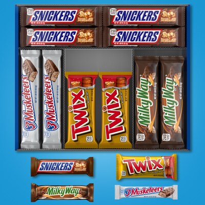 Mars Variety Pack SNICKERS, TWIX, 3 MUSKETEERS & MILKY WAY Milk Chocolate Candy Bar, 55 oz., 30 (220-00085)