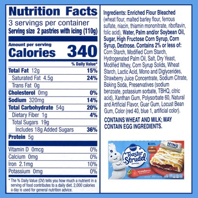 Pillsbury Toaster Strudel, Strawberry, 11.7 oz, 36/Pack (600-04142)