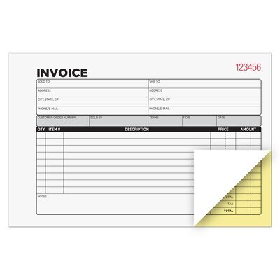 Cosco 2-Part Carbonless Invoices, 5.56 x 8.44, 50 Sets/Book, 5/Pack (074033PK5)