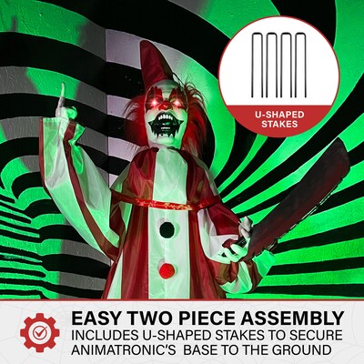 Haunted Hill Farm Lifesize Animatronic Clown Holding Knife (HHCLOWN-36FLSA)