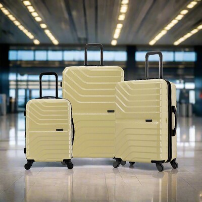 InUSA Aurum 3-Piece Hardside Spinner Luggage Set, TSA Checkpoint Friendly, Champagne (IUAURSML-CHA)