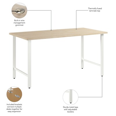 Bush Business Furniture Hustle 60"W Computer Desk with Metal Legs, Natural Elm (HUD160NE)