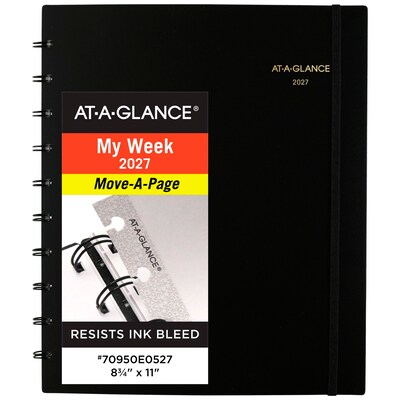 2027 AT-A-GLANCE 8.75 x  11 Calendar Year Weekly & Monthly Appointment Book, Plastic Cover, Black (70-950E-05-27)