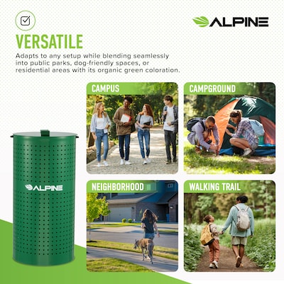 Alpine Industries Steel Pet Waste Disposal Bin with Odor Control Lid, 13.5 Gallon, Green (ALP4005-01)