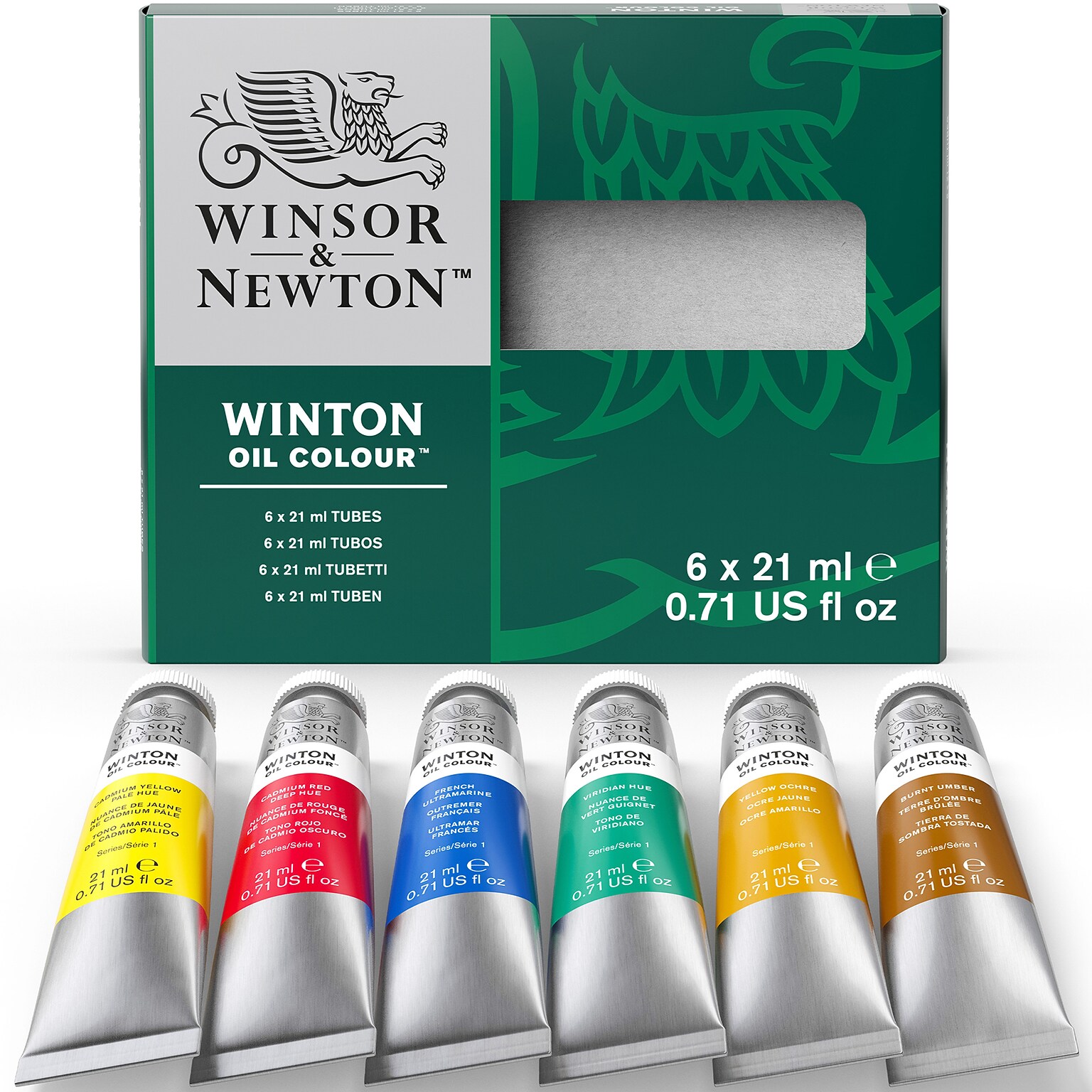 Winsor and Newton Winton Oil Color Paint Tube Set, Assorted Colors, 21 mL, 6/Set (WNX1490617)