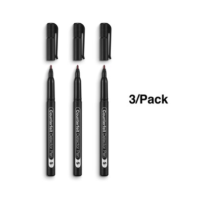 Staples Counterfeit Pens, Black, 3/Pack (ST43372/43372)