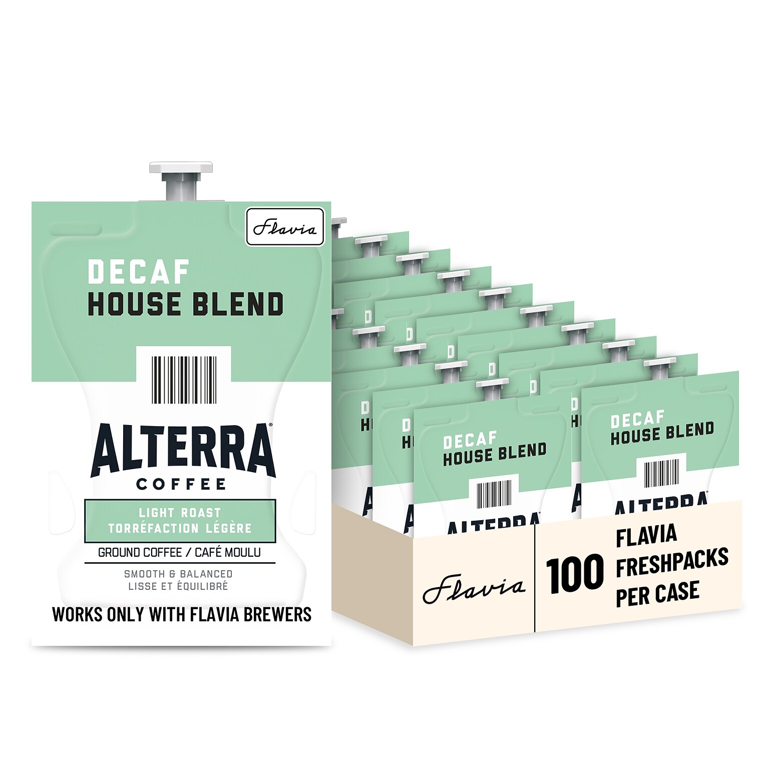 Alterra House Blend Decaf Coffee Flavia Freshpacks, Light Roast, 100/Carton (MDRA187)