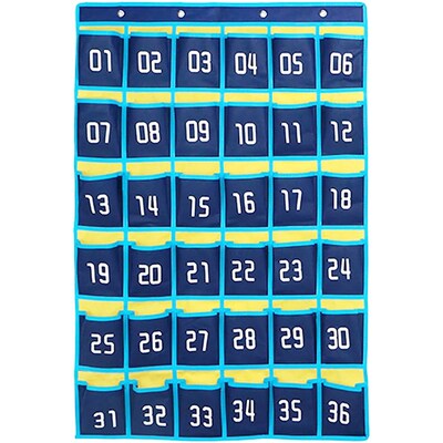 Kore Design Hanging Cell Phone Pocket Storage Classroom Organizer, 37.8 x 26.4, Blue/Yellow (KD-PS