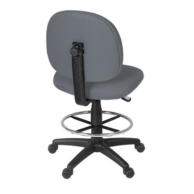Regency Comfort Series Armless Fabric Drafting Chair with Footrest and Lumbar Support, Grey (105-DK-GY)