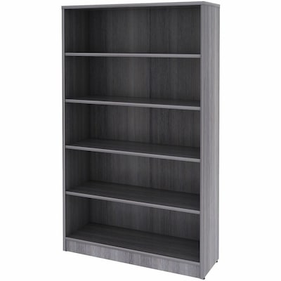 Lorell 60" 5-Shelf Bookcase with Adjustable-Shelves, Weathered Charcoal Laminate (LLR69631)