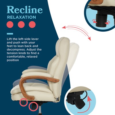 La-Z-Boy Colston Ergonomic Vegan Leather Swivel Executive Chair, Cream (60120-CRM)