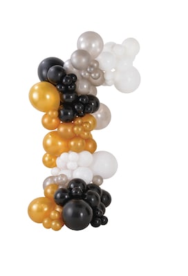 Party City Latex Balloon Garland Kit, Black, Silver, Gold, 90/Pack (AM111840)