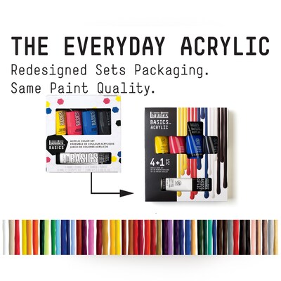 Liquitex BASICS Acrylic Paint Tubes, Assorted Colors, 5/Pack (LIQ3699301)