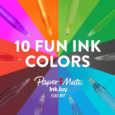 Paper Mate InkJoy 100 RT Retractable Ballpoint Pen, Medium Point, Assorted Ink, 20/Pack (1951396)
