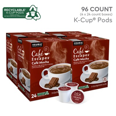 Cafe Escapes Café Mocha Coffee Keurig® K-Cup® Pods, 96/Carton (68037)