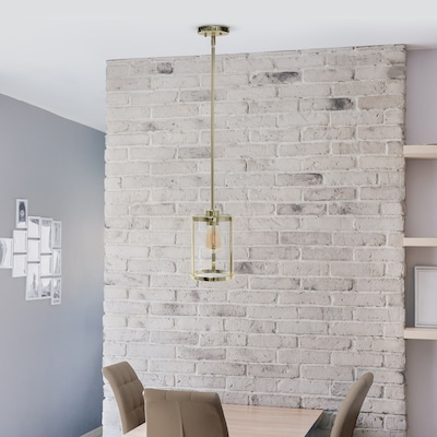Lalia Home 1-Light Hanging Cylindrical Clear Glass LED Pendant Fixture with Accents, Gold (LHP-3002-GL)