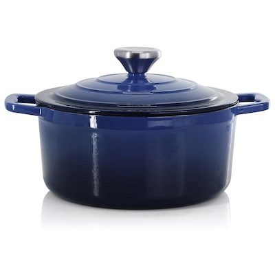 Elama Cast Iron 2.7 Qt Dutch Oven, Dark Blue (935124513M)
