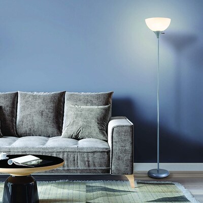Newhouse Lighting Henry 71" Silver Floor Torch Lamp with Round Shade (NHFL-HE-SI)
