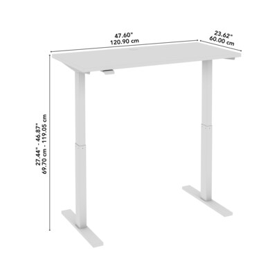 Bush Business Furniture Move 60 Series 48"W Electric Adjustable Standing Desk, White (M6S4824WHWK)