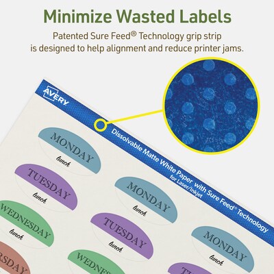 Avery Dissolvable Oval Multipurpose Labels, 1" x 2", Off-white, 240/Pack (94053)