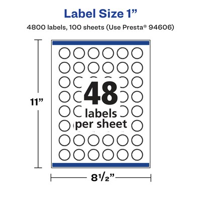 Avery Laser/Inkjet Multipurpose StarburstLabels, 1" Dia, Glossy Clear, 4800/Box (94606)