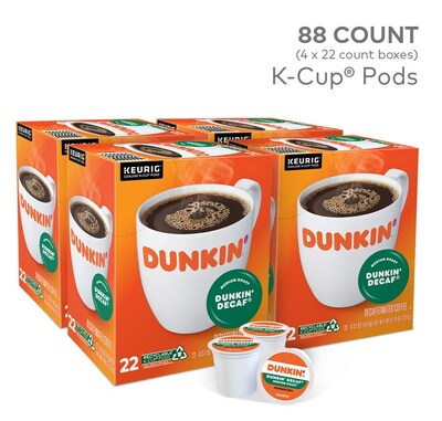 Dunkin Decaf Coffee Keurig® K-Cup® Pods, Medium Roast, 88/Carton (400846)