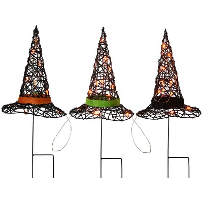 National Tree Company 23" Pre-Lit Black Witch’s Hat Garden Stakes (MZ17-6618A)