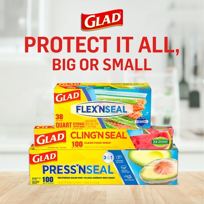 Glad Cling ‘N Seal Plastic Food Wrap, 200 Square Foot Roll, 12/Carton (00020)
