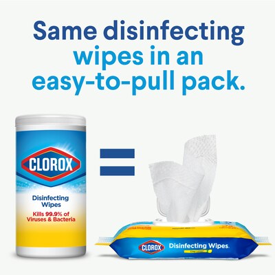Clorox Disinfecting Wipes, Lemon Scent, 75 Wipes/Container, 6/Carton (31404CT)