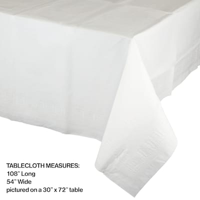 Creative Converting Touch of Color Paper Tablecloth, White, 6/Pack (710241)