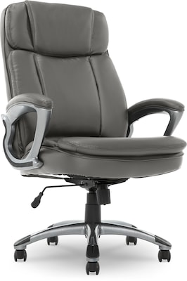 Serta Fairbanks Ergonomic Bonded Leather Executive Big & Tall Chair, 350 lb. Capacity, Gray (43675B)