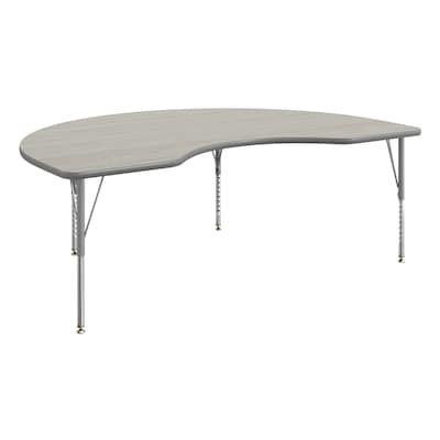 Flash Furniture Wren Kidney Activity Table, 72 x 48, Height Adjustable, Light Gray Top/Silver Frame (XUA4872KDLGTP)