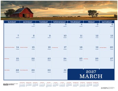 2027 House of Doolittle Americana 22" x 17" Monthly Desk Pad Calendar (141-27)