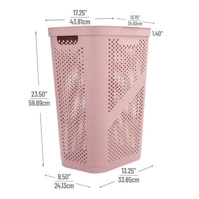 Mind Reader Perforated Plastic Hamper with Lid, Pink (HBIN60-PNK)