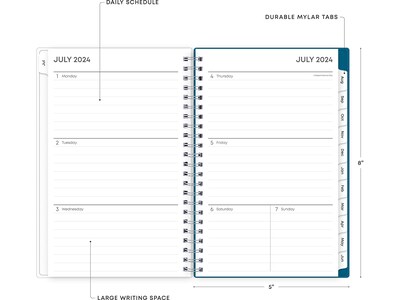 2024-2025 Blue Sky Bakah Blue 5" x 8" Academic Weekly & Monthly Planner, Plastic Cover, Blue/White (131969-A25)