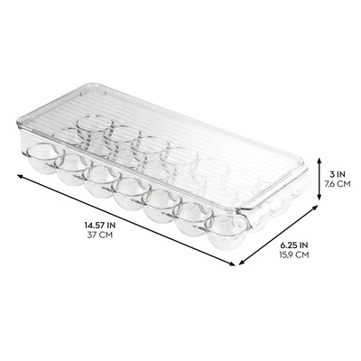 iDesign Plastic Egg Holder with Lid and Handle - Holds 21 Eggs