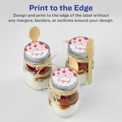 Avery Laser/Inkjet Decorative Edge Waterproof Multipurpose Labels, 2.5"  x 2.5", White, 450/Box (94516)