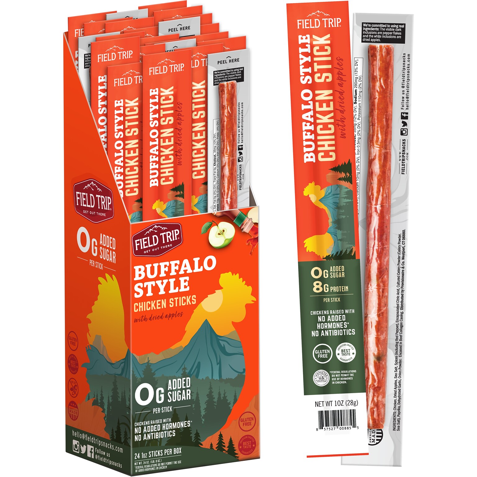 Field Trip Buffalo Style Chicken Meat Stick, 1 oz., 24/Box  (C01002406BS)