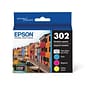 Epson T302 Photo Black/Cyan/Magenta/Yellow Standard Yield Ink Cartridge, 4/Pack (T302520-S)