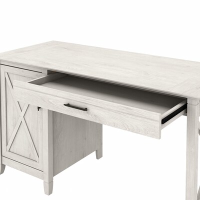 Bush Furniture Key West 54"W Computer Desk with Keyboard Tray and Storage, Linen White Oak (KWD154LW-03)