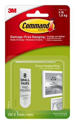 Command Small Picture Hanging Strips, White, 8 Sets (17205-ES)