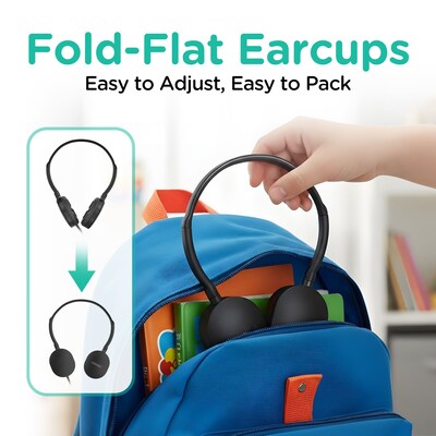 VentureX K22 Stereo Kids Learning Stereo Phone & Computer Headset, 3.5mm & USB-C Adapter (VHPK22BD1)